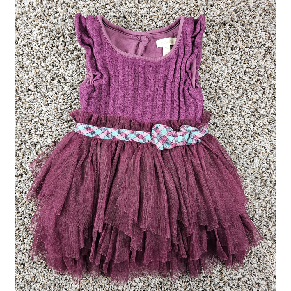 Matilda Jane Knit Sweater Tulle Dress Sz 2T Plum Purple Once Upon a Time